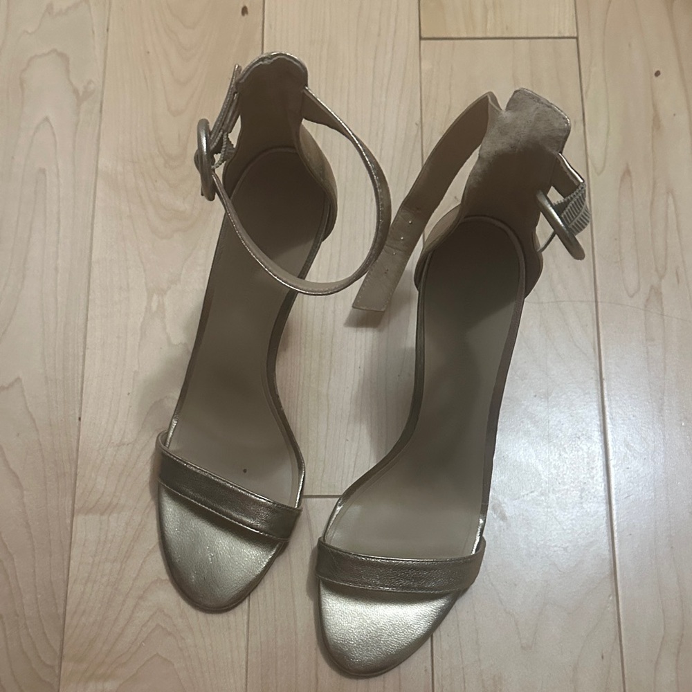 Elegant Gold Ankle Strap Heels